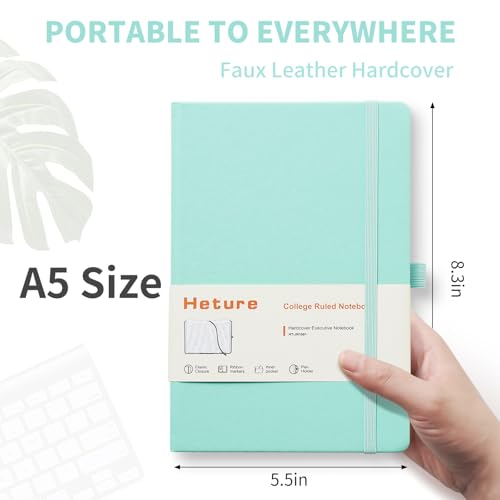 Heture Hardcover Notebooks, A5 Lined Journals Notebook for Writing 160 Pages, 8.2 x 5.5 inch, Classic Ruled Notebooks for College/Work/Travel (Green, 1 Pack) - color: Green, size: 1 Pack