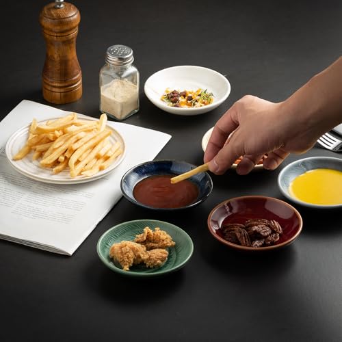 Ceramic Soy Sauce Dishes, 3.4 oz Dipping Bowls Set of 4 - color: Green