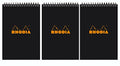 Rhodia Wirebound Black Notepads graph - 4 in. x 6 in., Pack of 3