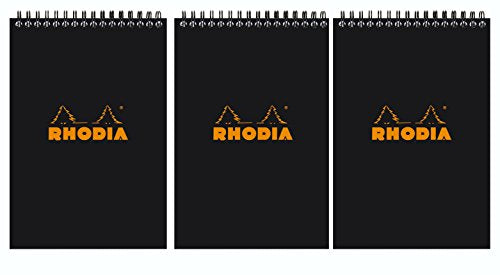 Rhodia Wirebound Black Notepads graph - 4 in. x 6 in., Pack of 3