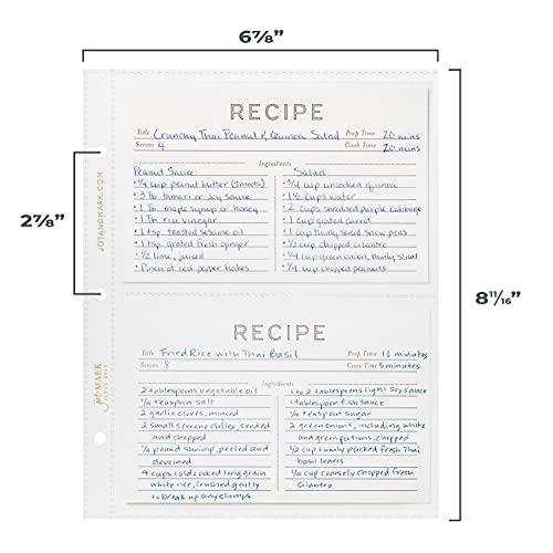 Jot & Mark Binder Page Protectors for 4x6 Recipe Cards or Photos (50 Count)