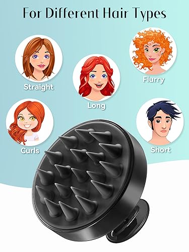 HEETA Scalp Massager Hair Growth Scrubber for Dandruff Removal Hair Care - color: Whole Black