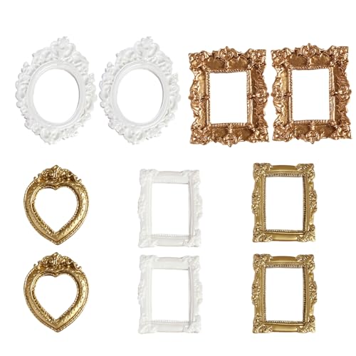10-Piece Assorted Mini Picture Frames Resin Craft Decor