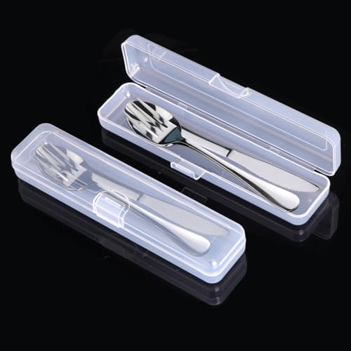 Travel Utensils With Case, Stainless Steel Reusable Portable Utensils Set With Case, Lengnoyp Travel Silverware Set - color: 4 PCS Silver