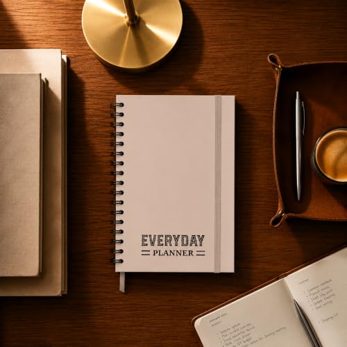 Nextnoid A5 Undated Daily Planner with Hourly Schedule, Hardcover, Beige - color: c-Beige, style: d-Daily Undated