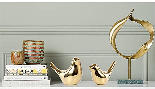 Small Animal Birds Statues Home Decor Modern Style Gold Decorative Ornaments for Living Room, Bedroom,Cabinets, Office Desktop (2 Pack) - color: Gold