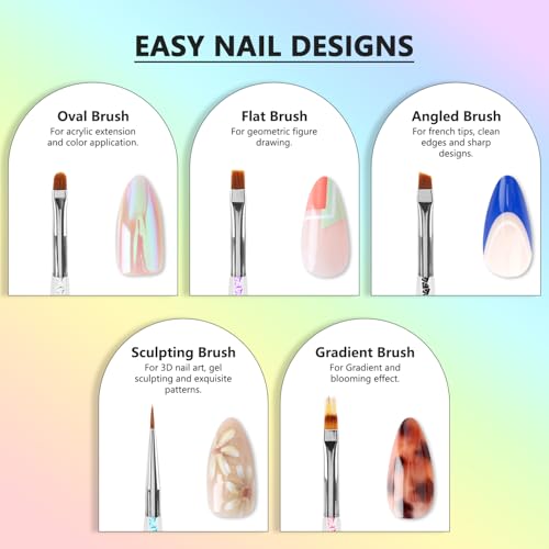 YOOVR 15-IN-1 Nail Art Brushes Set for Home & Salon Use - size: 10 PCS