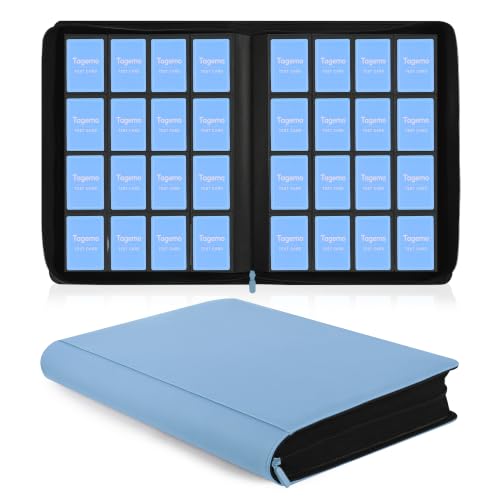 16 Pocket Zip Card Binder, 1024 Pockets Trading Card Binder with Side Loading Pockets, Water-Resistant Diamond-Textured Cover, Large 16 Slot Card Binder for TCG & Sports Cards - color: Light Blue, size: 16-Pocket