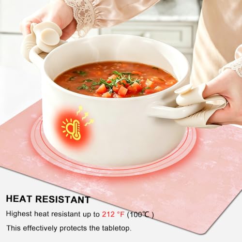 Faux Leather Placemats Set of 6, 11.8"x17.7", Rose Pink - color: Rose Pink, size: Set of 6