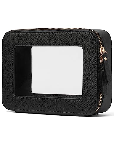 Popvibe Clear Makeup Bag with Zipper, Women Travel Toilrty Bag Black Medium - color: Black, style: Medium Moda