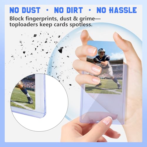 DEDC 50 Top Loader Thick Card Load Holder Storage for Trading Cards Sports Sleeves Hard Plastic 100 Point Protective Toploaders 3"X4" Rigid Memorabilia Collectibles - size: 100pt