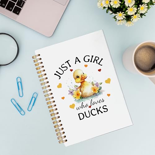 VNWEK Duck Lover Gifts for Women Spiral Notebook Journal 5.5x8.3 Inch, Just a Girl Who Loves Ducks Journal, Cute Farm Animal Lined Hardcover Spiral Notebook - color: Duck