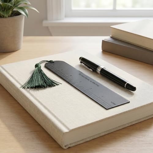 6 Inch Metal Ruler Bookmark, Black - color: Black