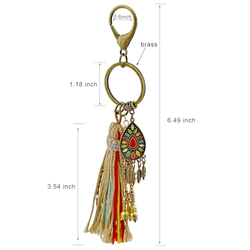 Boho Keychain, Tassels, Purse Charms for Handbags, Gift for Women - color: Bronze