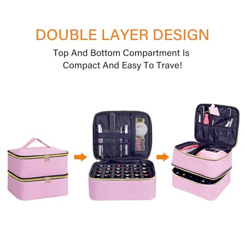 Nail Polish Organizer Holds 30 Bottles (15 ml/0.5 floz),Pink Gold - color: Pink Gold