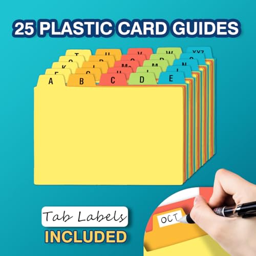 H4D 4x6 Index Card Holder with 100 Index Cards and 25 Dividers, Black - color: Black, size: 4"x6"