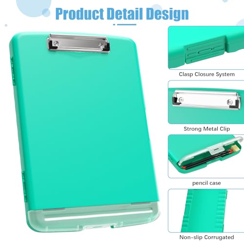 Hongri Clipboard with Storage with Pencil Case, 8.5 x 11 Storage Clip Board - color: Green