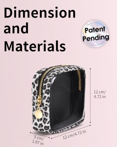 Clear Makeup Bag for Purse, Mini Make Up Bag, Black Leopard Print - color: Black Leopard Print