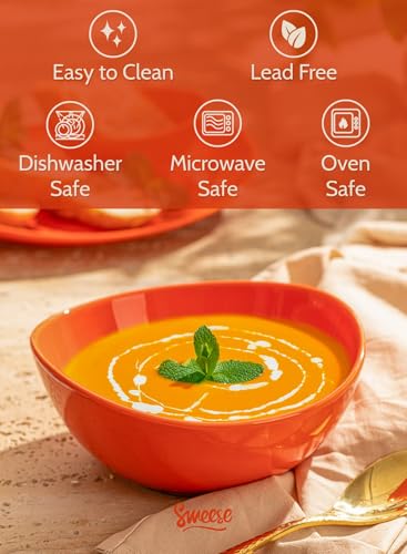 Sweese 18 oz Medium Porcelain Bowl - Set of 6 Rainbow Colored Cereal, Dessert, Soup, Rice & Salad Bowls, Ceramic Serving Bowls - color: Rainbow, style: Medium (18 oz)