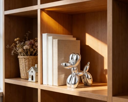 4 Inch Shiny Silver Balloon Dog Sculpture - color: Shiny Silver