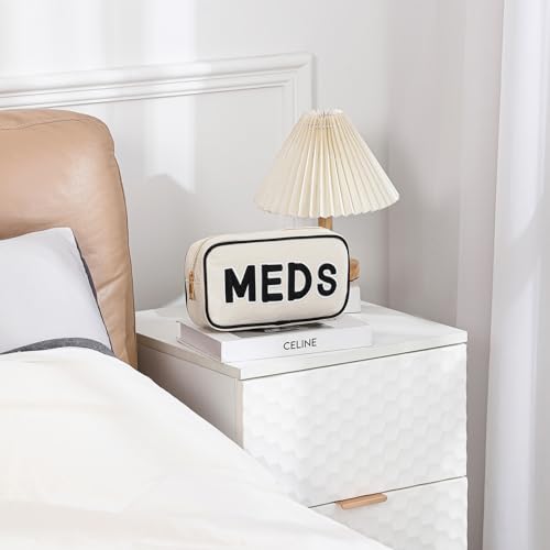 uekeboag Canvas Chenille Letter Medicine Makeup Bag(02Meds) - color: Black Meds