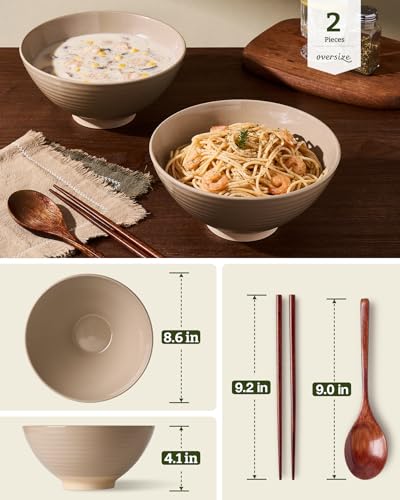 famiware Milkyway 54 oz Large Ramen Bowls Set of 2, Cinnamon Brown - color: Cinnamon Brown