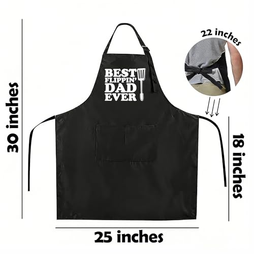 Funny Apron for Men Women,Humorous Kitchen Apron- Grilling Cooking BBQ Accessories, Gift for Dad Husband - color: Best Flippin' Dad Ever