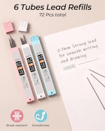 Nicpro 3PCS Cute Mechanical Pencil Set with Case, 0.7 mm Pencils - style: 3 Pack (0.7mm)