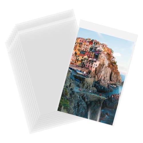 AUEAR 13"x19" Clear Plastic Sleeves Storage Bags for Art,Pictures, 100 Pack - size: 13 x 19 inches