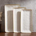 Famiware Serving Platters Set of 3 Sizes - Rectangular, Matte White - color: Matte White