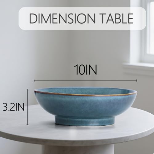 Ceramic Fruit Bowl,10.2" Decorative Bowl, Large Fruit Bowl for Kitchen Counter, Pedestal Bowl, Kitchen Counter Décor, Bread Candy Snacks Organizer(Starry sky blue) - color: Starry sky blue