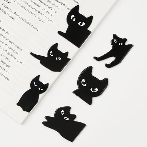 Cat Bookmark Assorted Cute Black Owl Book Marks Magnetic Bookmarks Unique Bookmarks Clip Gifts for Book Lovers Writers Readers Men Women,6 Pieces,Style5