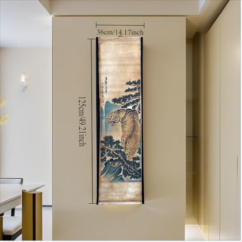 Wall Art Poster Prints Painting Hanging Paper Scroll Decor Tiger Fengshui - color: E4