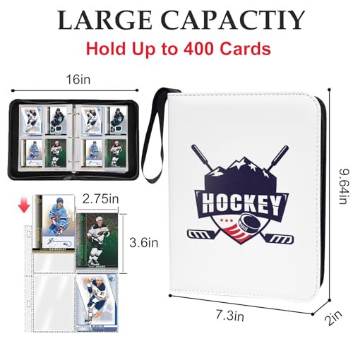 400 Pockets Hockey Card Binder, Portable Waterproof PU Storage Album,QF20 - color: Hockey-400