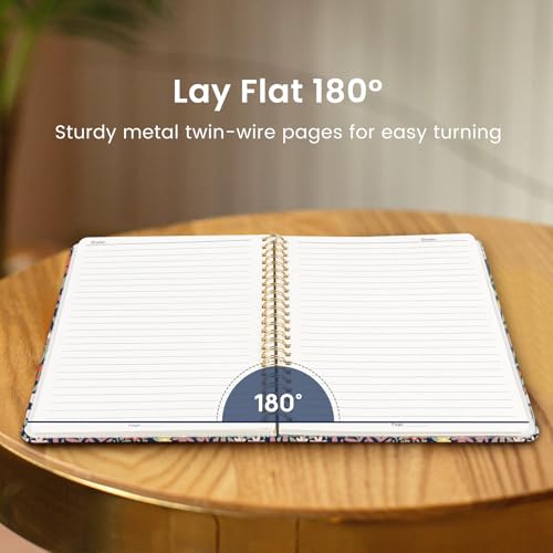 Taja Spiral Lined Journal for Women, Pretty Hardcover Journal Notebook, A5 - color: H-Petite Blooms