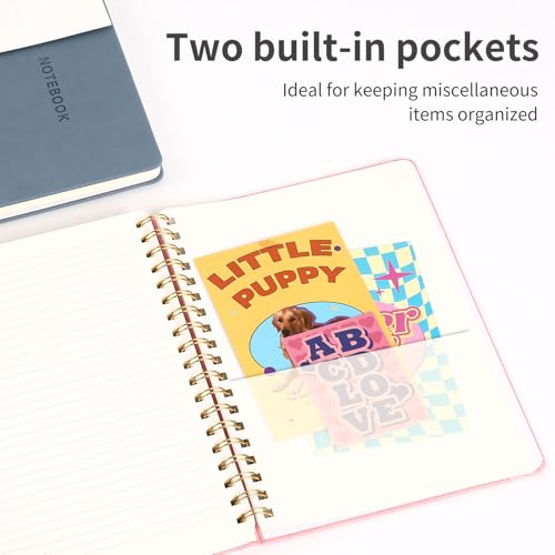 Spiral Notebook - 7.24" x 10" College Ruled Journal with Inner Pockets and 180 Pages, PU Leather Cover Business Journal, Twin-Wire Binding Notebook Perfect for Office & Home School Supplies Black - color: 002-Black-1pack, size: B5-180 pages