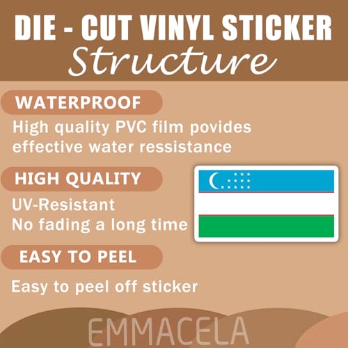(3PCS) Uzbekistan Flag Stickers, Uzbekistani Sticker Uzbek Countries Flag Waterproof Vinyl Decals For Laptops, Tumblers, Water Bottles, Helmet, Scrapbooks, 3 x 1.5 Inch - color: Uzbekistan