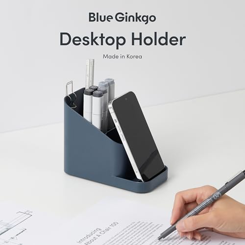 BLUE GINKGO Pen Holder, Desk Organizer, Blue, Made in Korea - color: Prussian Blue, size: HOLDER