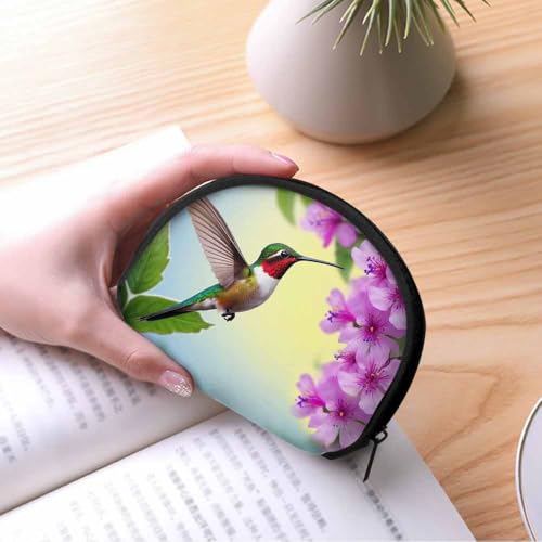 IBILIU Small Coin Purse Hummingbird Bird Flower Mini Wallet Coin Pouch Change Purse For Women Men - color: Coinp-011