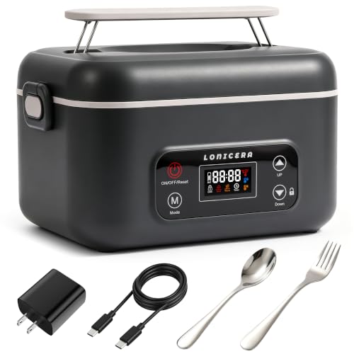 LONICERA Cordless Electric Lunch Box, 12000mAh Battery, 1.3L, Space Gray