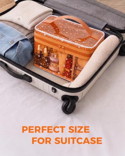 Star Clear Makeup Bag, Waterproof Travel Cosmetic Bag Toiletry bag,Orange - color: Orange