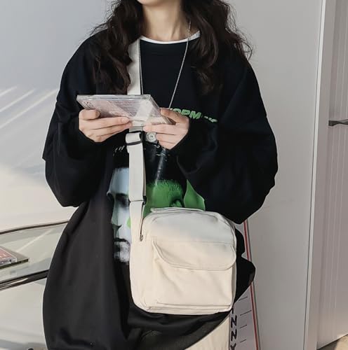 Small Crossbody Bag Cute Purse Mini Canvas Crossbody Purse Phone bag - color: White