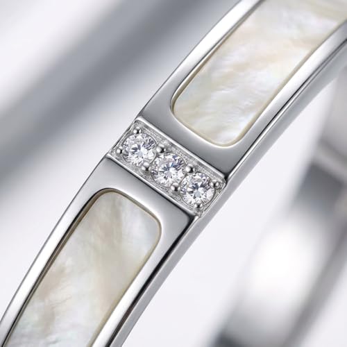 Hinged Bangle Bracelet for Women, Jewelry Gift for Anniversary Birthday - color: Silver