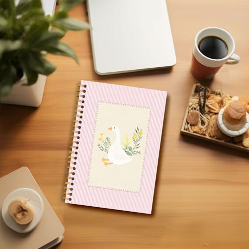 Guymn Pink Floral Silly Goose Notebook, Preppy Aesthetic Goose Journal for Kids Girls, Geese Animal Lover Gifts Hardcover Spiral Notebooks Journals 5.5x8.3 Inch - color: Section 15