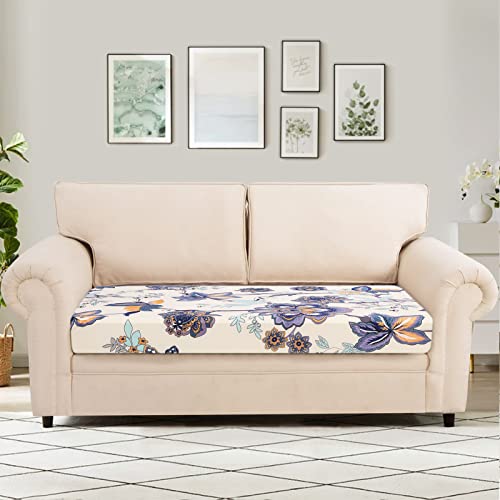 SearchI Stretch Printed Sofa Couch Cushion Covers Replacement Chair Cushion Slipcovers Sofa Seat Cover Furniture Protector Sofa Slipcover Soft with Elastic Bottom(Medium, Flower Pattern) - color: Flower Pattern, size: Medium