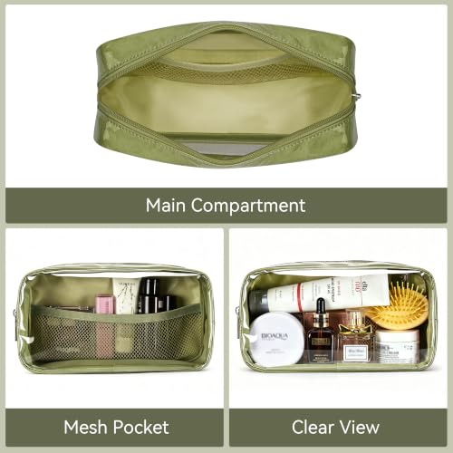 WLLWOO 2pcs Clear Makeup Bag Mini Cosmetic Pouch Travel Toiletry Organizer - color: 2pcs-Grass Green