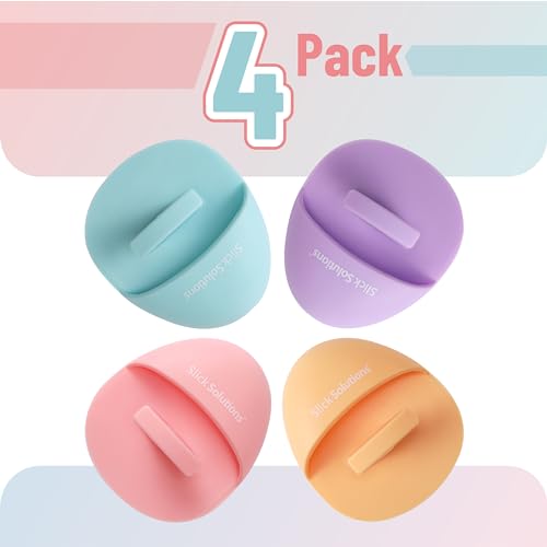 Slick- Silicone Facial Cleansing Brush, 4 Pack, Silicone Face Scrubber Exfoliator, Face Exfoliator Scrubber, Facial Scrubber for Face Cleanser Brush, Exfoliating Face Scrubber, Face Brush - color: Blue\pink\purple\orange