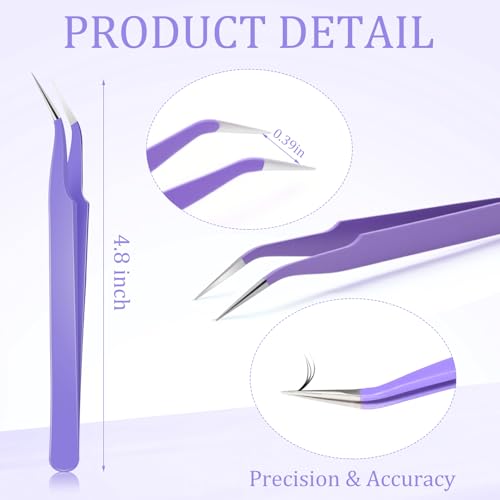 Honoson 9 Pcs Curved Pointed Craft Tweezers Precision Tweezer,Purple - color: Purple