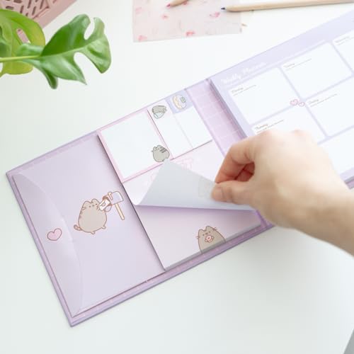 Grupo Erik | Pusheen Weekly Notebook Set with Sticky Notes - color: purple