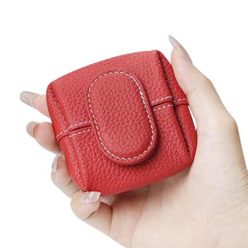 Royal Bagger Genuine Cowhide Leather Coin Purse for Women, Lychee Pattern Mini Change Pouch with Buckle Closure, Compact Accessory Bag 1603 (Grey) - color: Grey